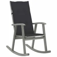 maison chic chaise à bascule avec coussin | fauteuil à bascule rocking chairs gris bois d'acacia massif -gkd53566  gris