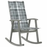 maison chic chaise à bascule avec coussin | fauteuil à bascule rocking chairs gris bois d'acacia massif -gkd18902  gris