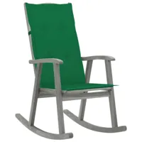 maison chic chaise à bascule avec coussin | fauteuil à bascule rocking chairs gris bois d'acacia massif -gkd46279  gris