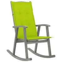 maison chic chaise à bascule avec coussin | fauteuil à bascule rocking chairs gris bois d'acacia massif -gkd38668  gris
