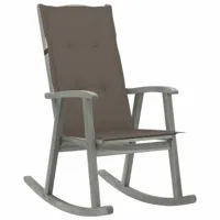 maison chic chaise à bascule avec coussin | fauteuil à bascule rocking chairs gris bois d'acacia massif -gkd84149  gris