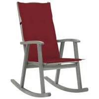 maison chic chaise à bascule avec coussin | fauteuil à bascule rocking chairs gris bois d'acacia massif -gkd13728  gris