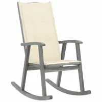 maison chic chaise à bascule avec coussin | fauteuil à bascule rocking chairs gris bois d'acacia massif -gkd55582  gris