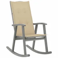 maison chic chaise à bascule avec coussin | fauteuil à bascule rocking chairs gris bois d'acacia massif -gkd52501  gris