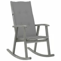maison chic chaise à bascule avec coussin | fauteuil à bascule rocking chairs gris bois d'acacia massif -gkd50788  gris