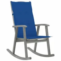 maison chic chaise à bascule avec coussin | fauteuil à bascule rocking chairs gris bois d'acacia massif -gkd99474  gris