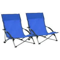 maison chic lot de 2 chaises de plage pliables | chaises relax d'extérieur bleu tissu -gkd26138  bleu