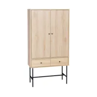 sweeek armoire dressing effet bois rainuré 2 portes, 2 tiroirs i sweeek  naturel