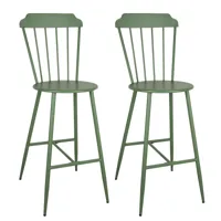 aubry gaspard chaise bar en métal laqué -samos (lot de 2) vert.  vert