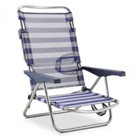 solenny chaise de plage lit pliable solenny 4 positions bleu et blanc dossier bas avec accoudoirs 81x62x86 cm  bleu