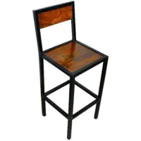 mathi design factory - chaise haute en acier et bois 75 cm  marron
