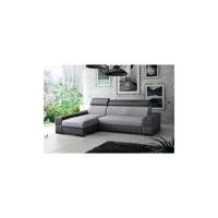 meublesline canapé d'angle convertible capri 4 places tissu gris simili cuir tissu gris, noir