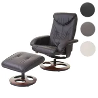 mendler fauteuil de relaxation hwc-c46, fauteuil de télévision avec tabouret, similicuir ~ marron  marron