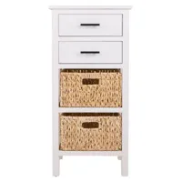 pegane chiffonnier, meuble de rangement en bois avec 4 tiroirs coloris blanc - longueur 44 x profondeur 32 x hauteur 92 cm  blanc