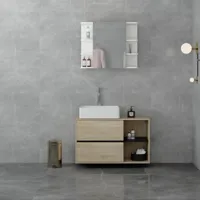 ml-design set de meubles de salle de bains armoire de salle de bains table de toilette  marron