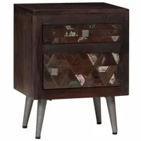 helloshop26 table de nuit chevet commode armoire meuble chambre bois de récupération solide 40 x 30 x 50 cm 1402139  bois
