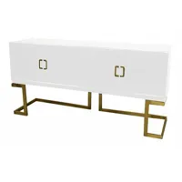 pegane buffet meuble de rangement en peuplier et métal coloris blanc - longueur 180 x hauteur 90 x profondeur 50 cm