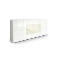 mpc buffet moderne blanc et crème avec façades laquées et structure mat 166 x 72 x 35 cm  blanc