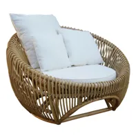 chillvert fauteuil en rotin naturel pour jardin ou terrasse chillvert parma 105x104x70 cm avec coussins blancs  marron