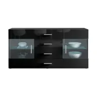 mpc buffet  noir mat  façades en noir laquées avec  led  72 x 139 x 35  noir