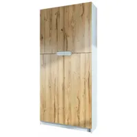 mpc armoire de bureau blanc mat et aspect chêne (lxhxp) : 82 x 185 x 37