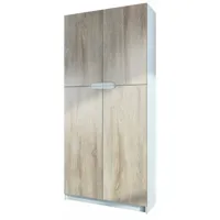 mpc armoire de bureau blanc mat et aspect chêne scié (lxhxp) : (82 x 185 x 37)