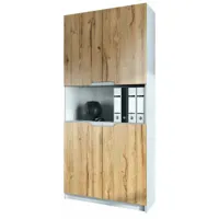 mpc armoire de bureau blanc mat et aspect chêne (lxhxp) : 82 x 184 x 37