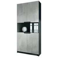 mpc armoire de bureau noir  mat et aspect béton (lxhxp) : 82 x 184 x 37