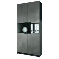 mpc armoire de bureau noir  mat et aspect béton foncé (lxhxp) : 82 x 184 x 37