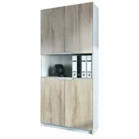 mpc armoire de bureau blanc mat et aspect chêne scié (lxhxp) : 82 x 184 x  37
