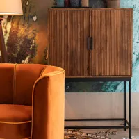 mathi design saroo - armoire en bois et métal noir  marron
