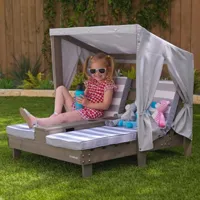 kidkraft kidkraft chaise longue double avec porte-gobelets pour enfants gris