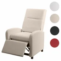 mendler fauteuil tv hwc-h18, fauteuil inclinable, cuir synthétique pliable 99x70x75cm ~ crème-beige  beige