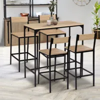 idmarket table haute detroit 4 chaises  bois-clair