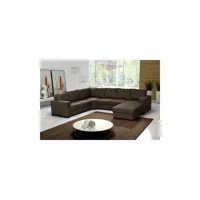 meublesline canapé d'angle 6 places en u oara moderne panoramique tissu marron