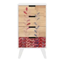 pegane chiffonnier, meuble de rangement en bois hévéa et paulownia coloris naturel, blanc - longueur 40 x profondeur 30 x hauteur 78 cm  blanc