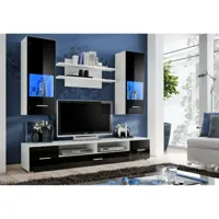 dusine meuble tv mural magnetic noir brillant et blanc mat 200cm  noir