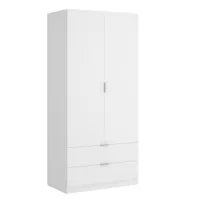 pegane armoire placard meuble de rangement coloris blanc - longueur 81 x hauteur 184 x profondeur 52 cm