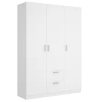 pegane armoire placard meuble de rangement coloris blanc - longueur 150 x profondeur 52 x hauteur 215 cm