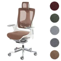mendler fauteuil de bureau merryfair wau 2, chaise pitovante, rembourrage / filet, ergonomique ~ marron/orange