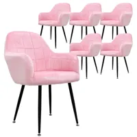 ecd germany ensemble de 6 chaises de salle à manger, rose, avec dossier et accoudoirs  rose