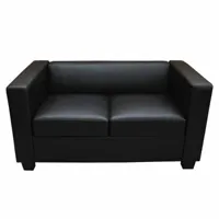 mendler canapé / sofa lille, 2 places ~ simili-cuir, noir  noir