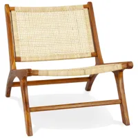 alterego fauteuil lounge 'figaro' en bois de teck et rotin naturel  beige