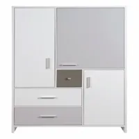 schardt armoire bébé 3 portes 3 tiroirs bois blanc et gris candy grey l 112 x h 182 x p 53 cm  gris