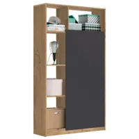 pegane armoire / meuble de rangement coloris chêne doré/gris - hauteur 180 x longueur 100 x profondeur 35 cm  chêne