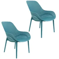 toilinux 2 fauteuils pour table de jardin design malibu - bleu  bleu
