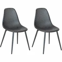 jardiline chaise en aluminium et assise en résine malte (lot de 2) noir.  noir