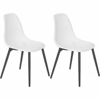 jardiline chaise en aluminium et assise en résine malte (lot de 2) noir et blanc.  noir