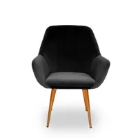 meubler design fauteuil scandinave baoba velours - velours noir  noir