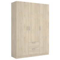pegane armoire placard meuble de rangement coloris naturel - longueur 150 x profondeur 52 x hauteur 215 cm